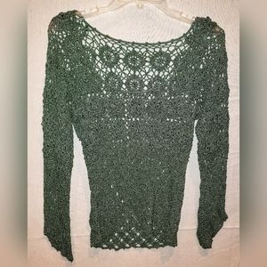 Beautiful crocheted green scoop neck top